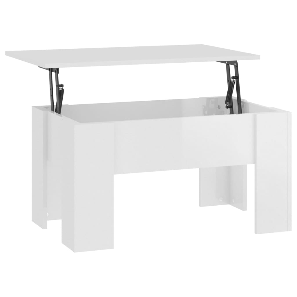 Table basse blanc brillant 79x49x41 cm bois d'ingénierie - XIOS