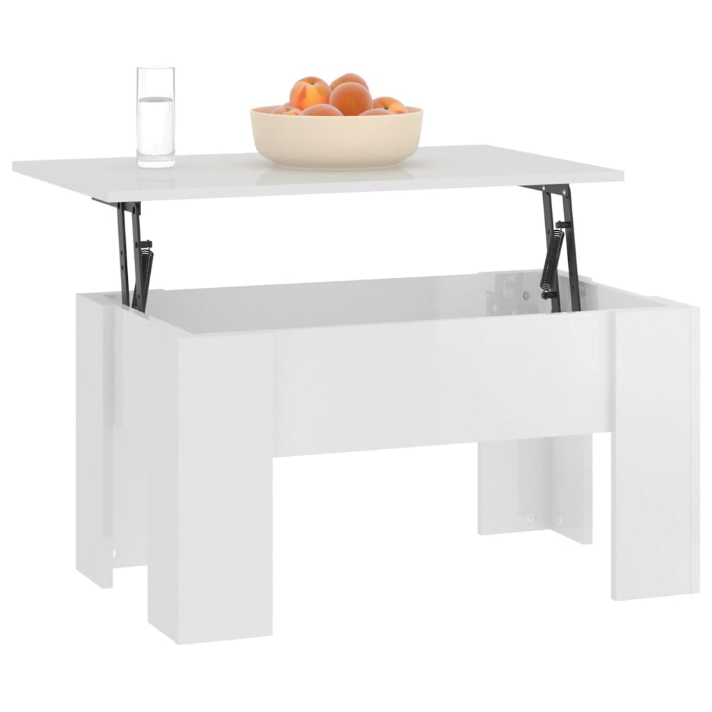 Table basse blanc brillant 79x49x41 cm bois d'ingénierie - XIOS