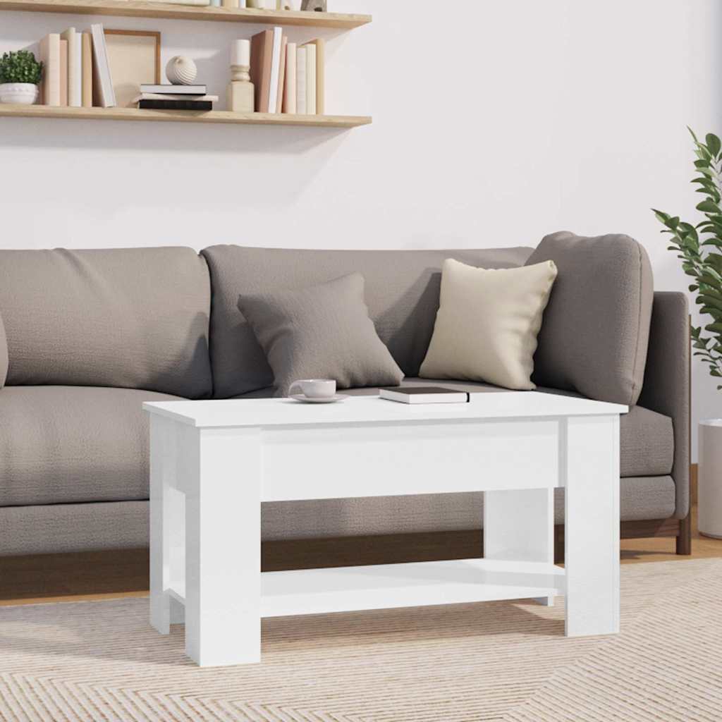 Table basse blanc brillant 101x49x52 cm bois d'ingénierie - XIOS