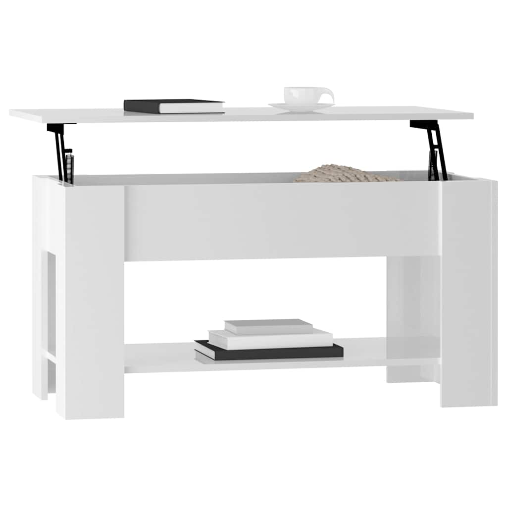 Table basse blanc brillant 101x49x52 cm bois d'ingénierie - XIOS