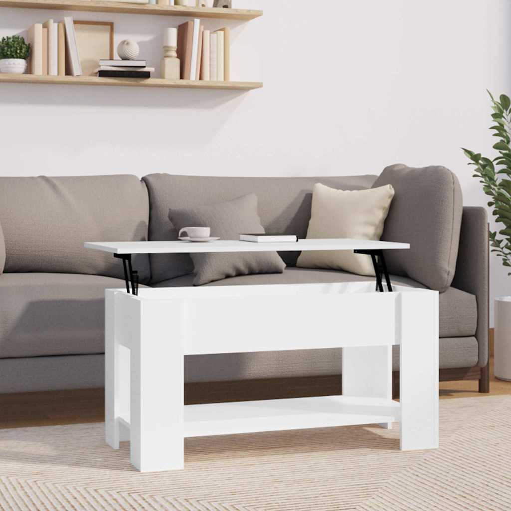 Table basse blanc brillant 101x49x52 cm bois d'ingénierie - XIOS