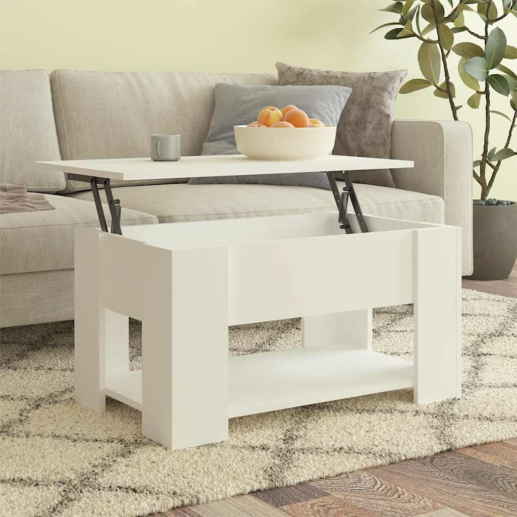 Table basse blanc 79x49x41 cm bois d'ingénierie - XIOS