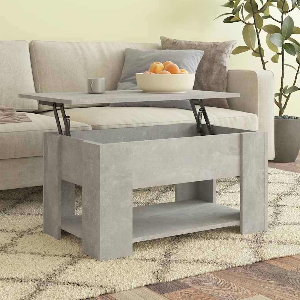 Table basse gris béton 79x49x41 cm bois d'ingénierie - XIOS