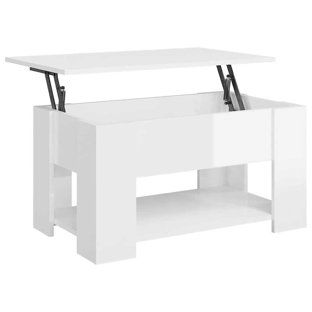 Table basse blanc brillant 79x49x41 cm bois d'ingénierie - XIOS