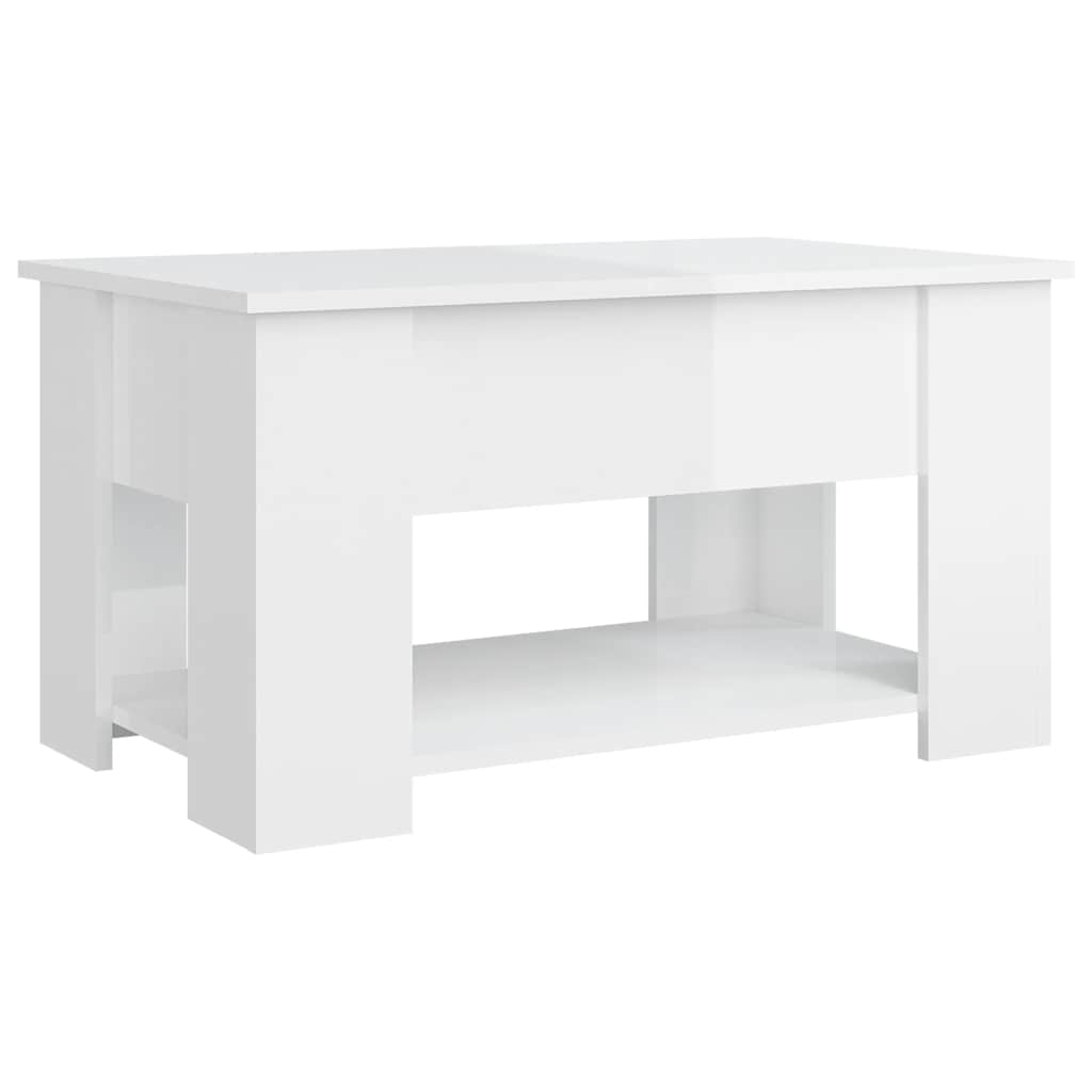 Table basse blanc brillant 79x49x41 cm bois d'ingénierie - XIOS