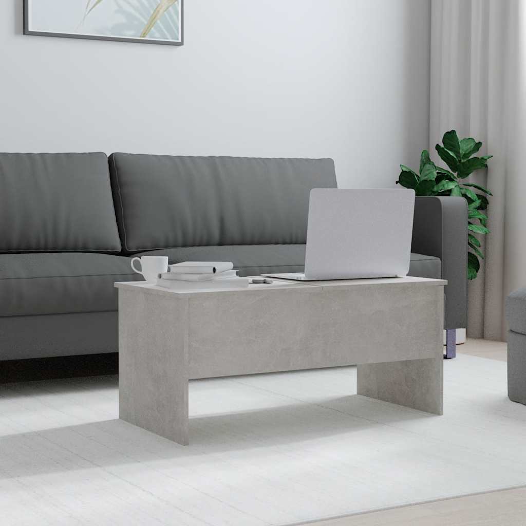 Table basse gris béton 102x50,5x46,5 cm bois d'ingénierie - XIOS