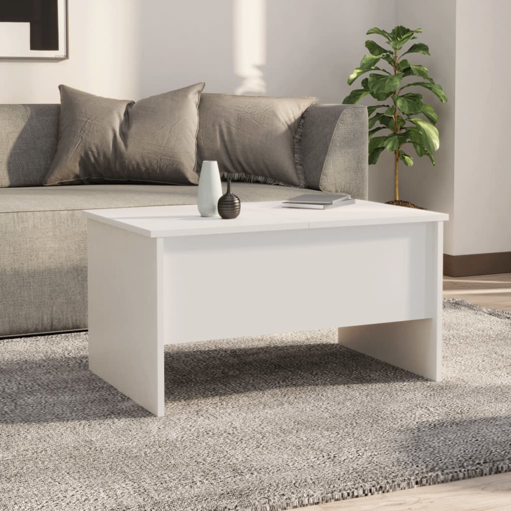 Table basse blanc 80x50x42,5 cm bois d'ingénierie