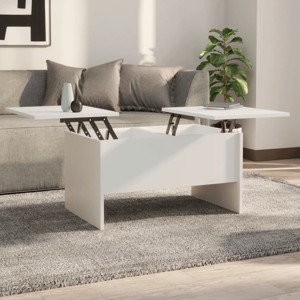 Table basse blanc 80x50x42,5 cm bois d'ingénierie