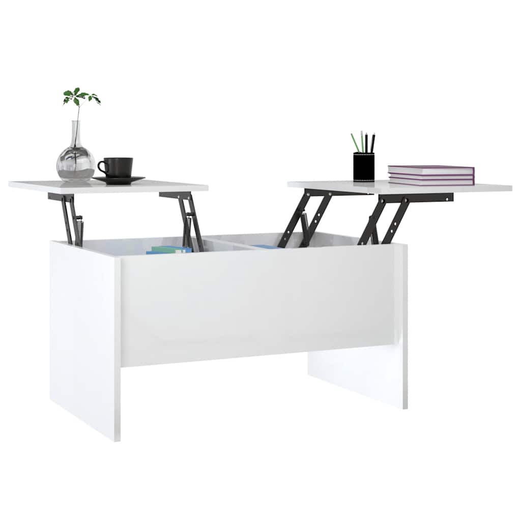 Table basse blanc brillant 80x50x42,5 cm bois d'ingénierie - XIOS