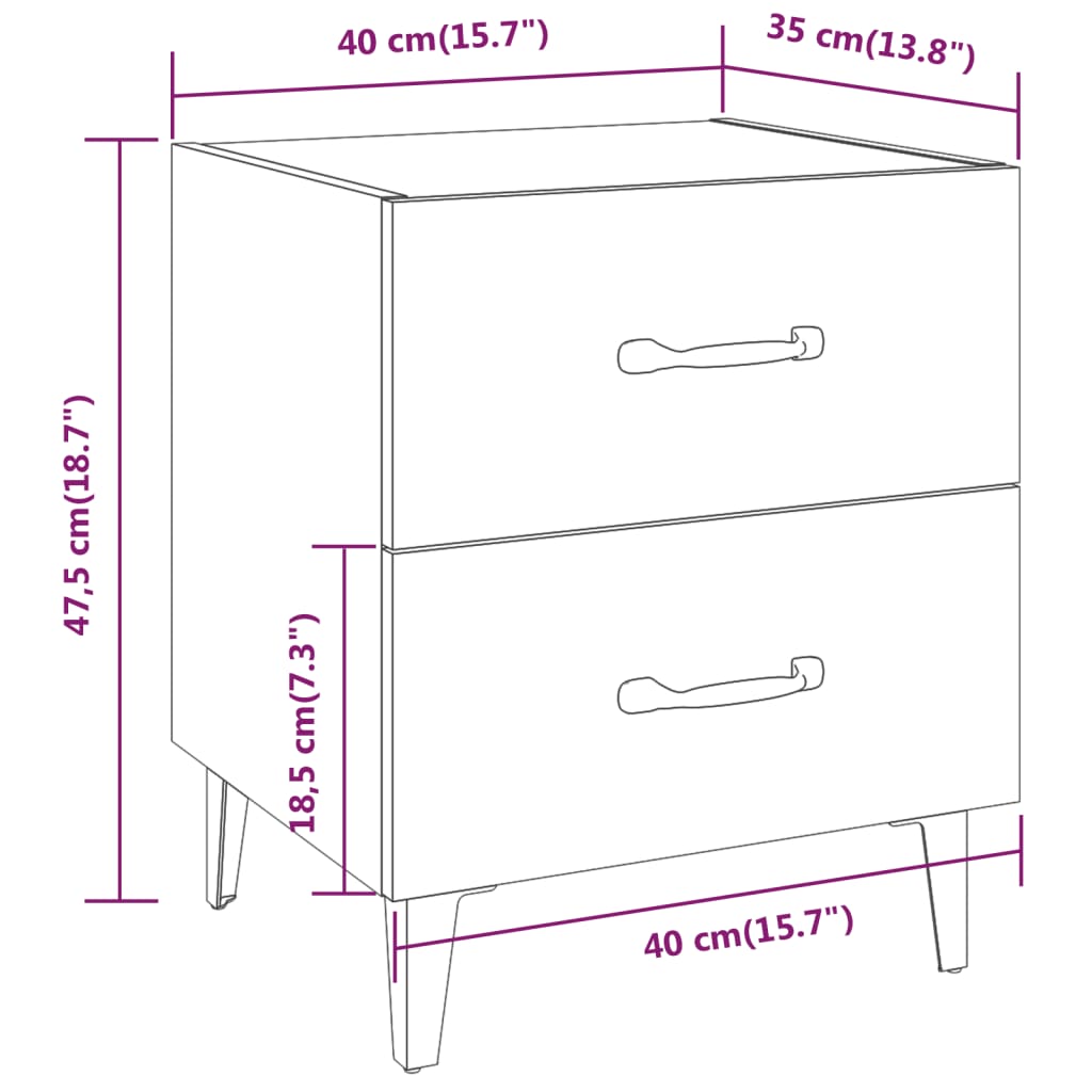 Tables de chevet 2 pcs Blanc 40x35x47,5 cm - XIOS