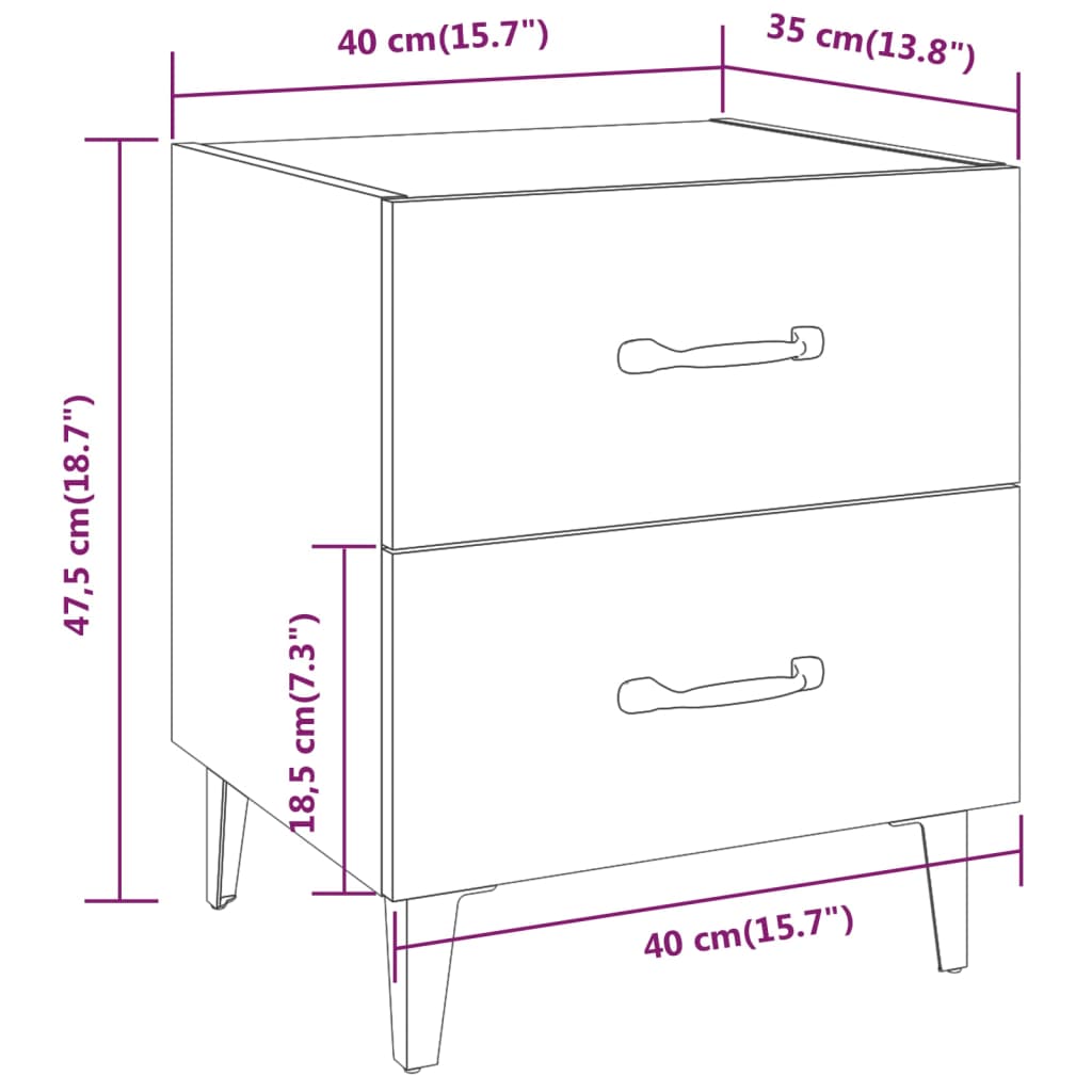 Tables de chevet 2 pcs Chêne sonoma 40x35x47,5 cm - XIOS