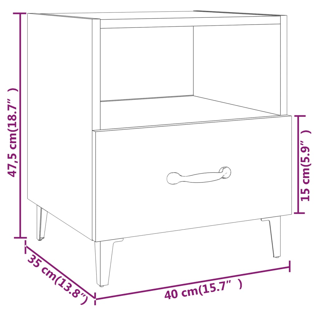 Tables de chevet 2 pcs Gris béton Bois d'ingénierie - XIOS