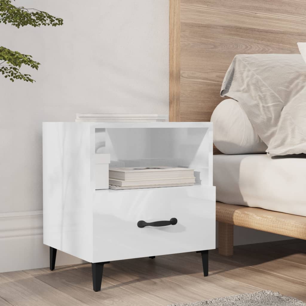 Tables de chevet 2 pcs Blanc brillant Bois d'ingénierie - XIOS