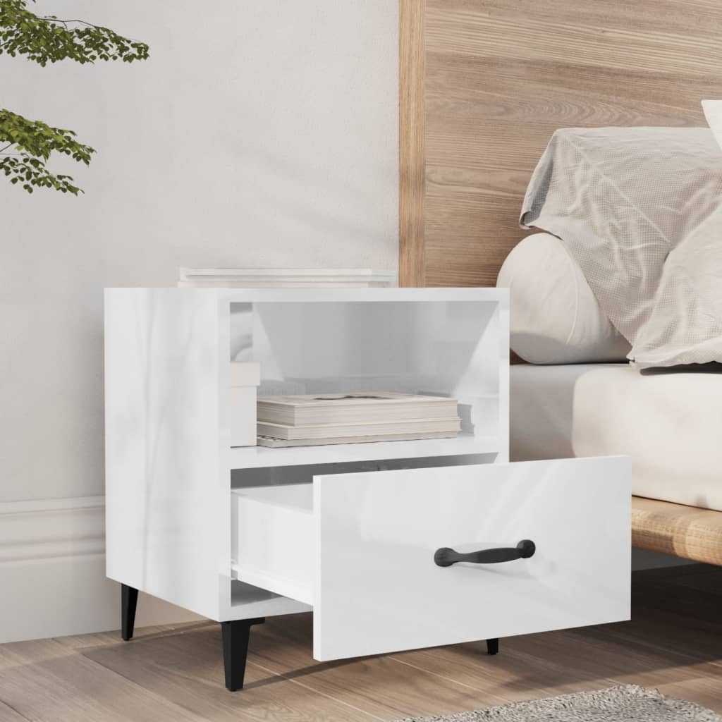 Tables de chevet 2 pcs Blanc brillant Bois d'ingénierie - XIOS