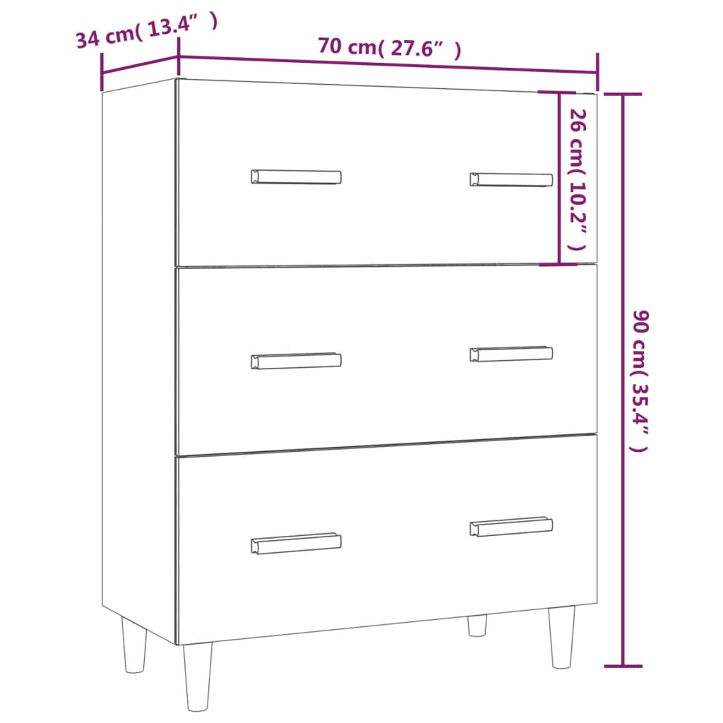 Buffet Gris béton 70x34x90 cm Bois d'ingénierie - XIOS
