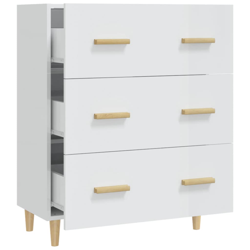 Buffet Blanc brillant 70x34x90 cm Bois d'ingénierie - XIOS