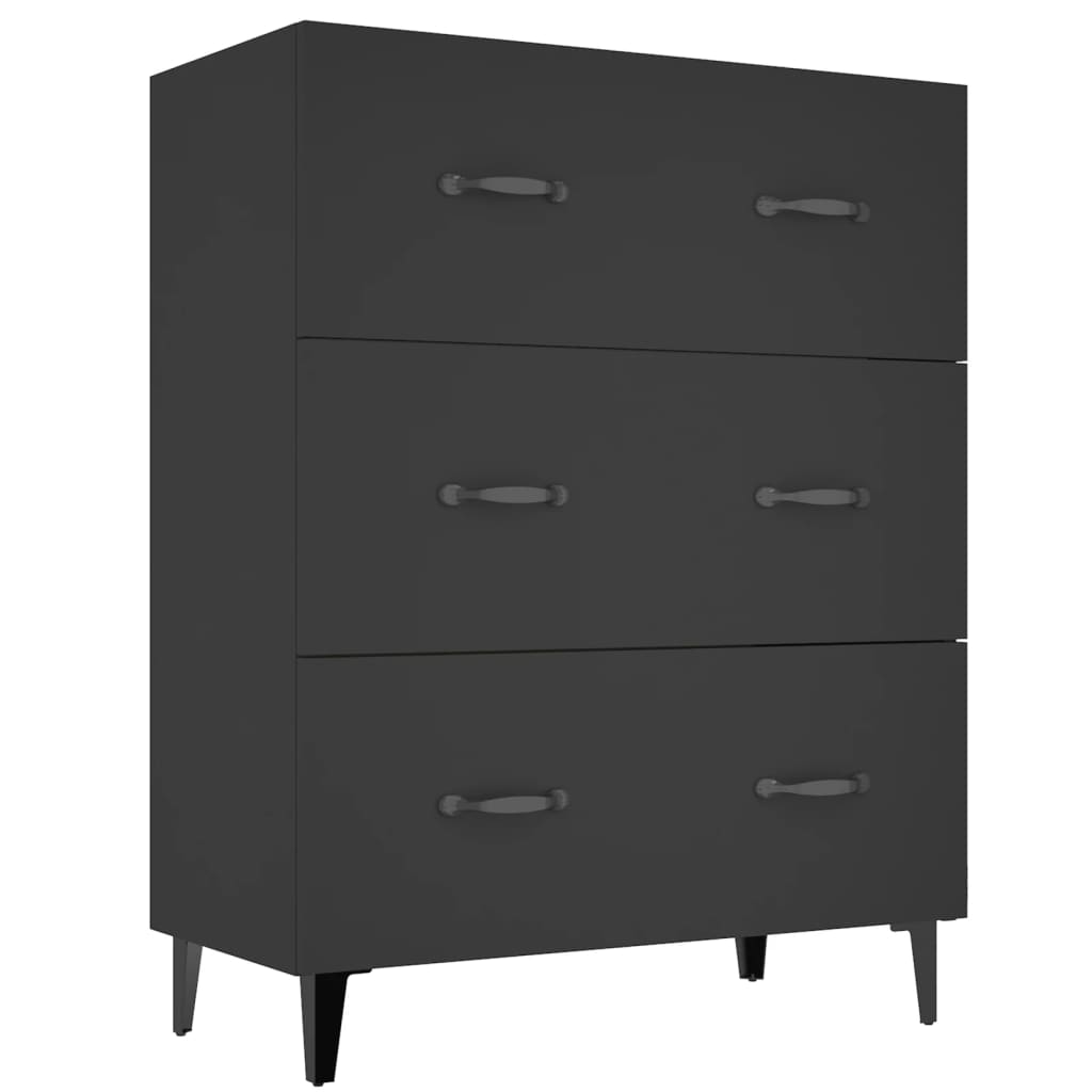 Buffet noir 69,5x34x90 cm bois d'ingénierie - XIOS