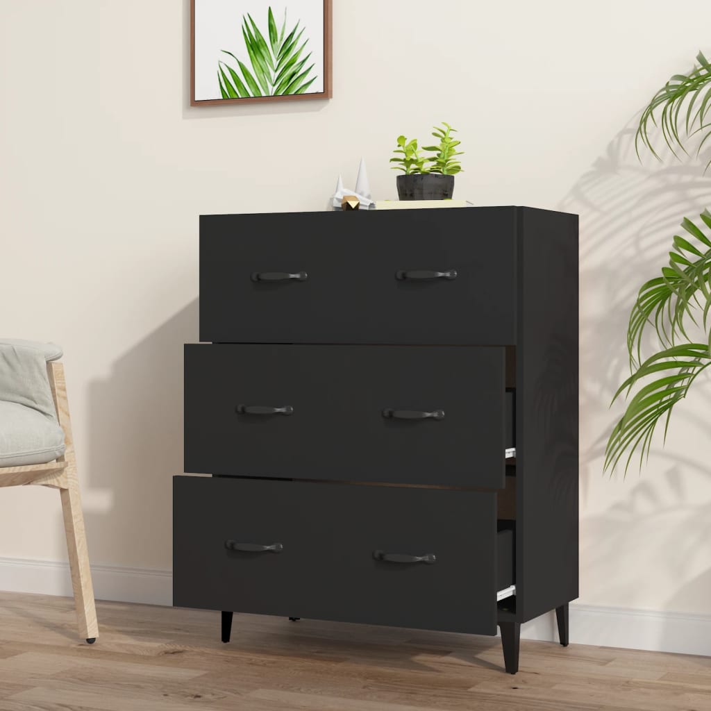 Buffet noir 69,5x34x90 cm bois d'ingénierie - XIOS