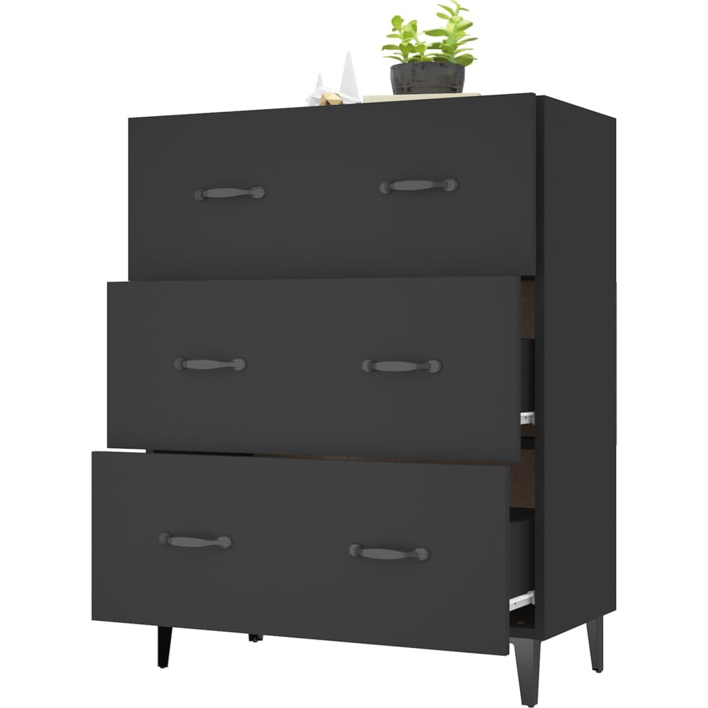 Buffet noir 69,5x34x90 cm bois d'ingénierie - XIOS