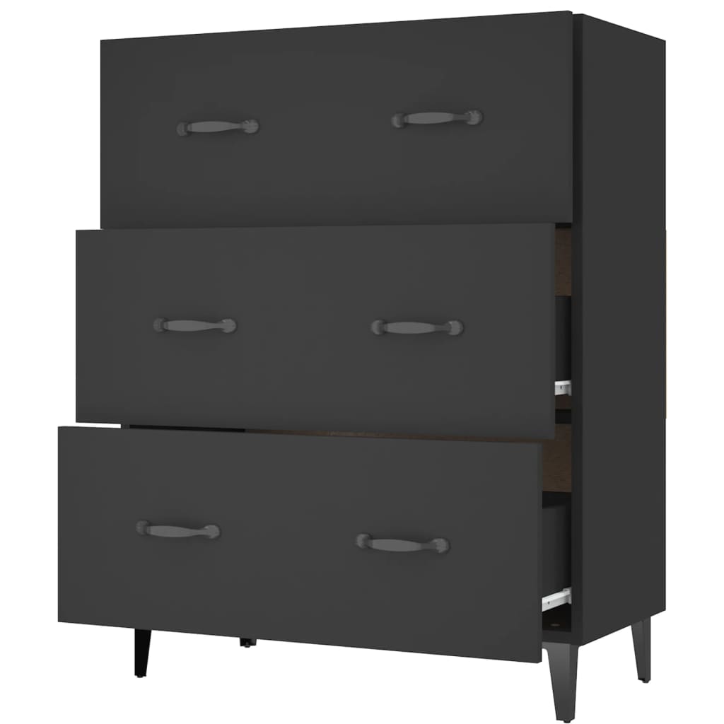 Buffet noir 69,5x34x90 cm bois d'ingénierie - XIOS