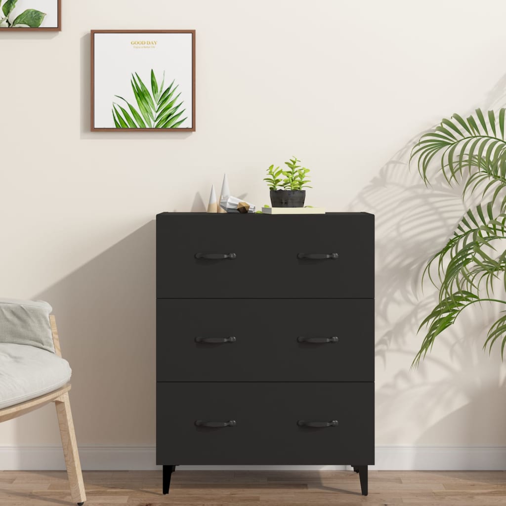 Buffet noir 69,5x34x90 cm bois d'ingénierie - XIOS