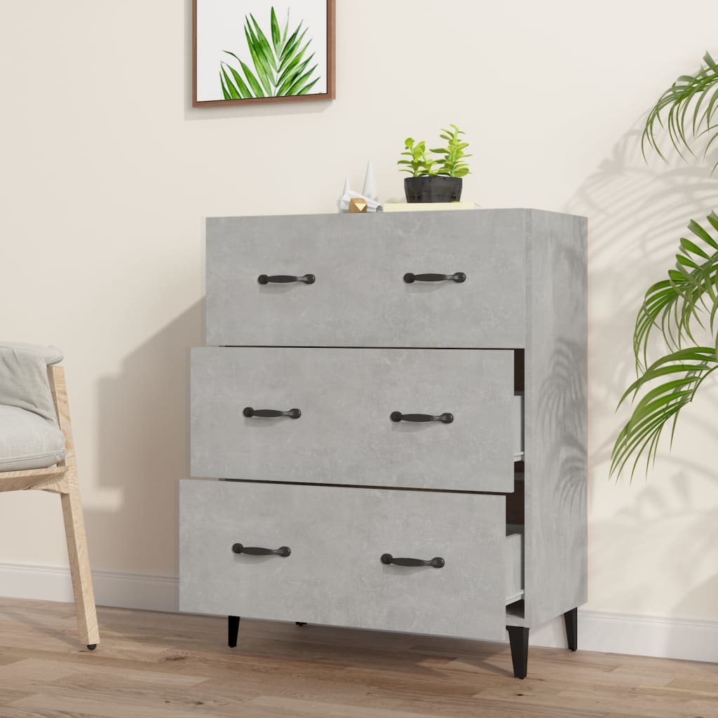 Buffet gris béton 69,5x34x90 cm bois d'ingénierie - XIOS