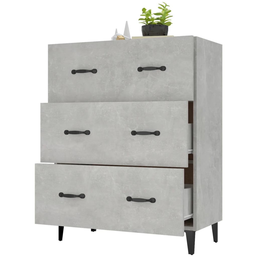Buffet gris béton 69,5x34x90 cm bois d'ingénierie - XIOS