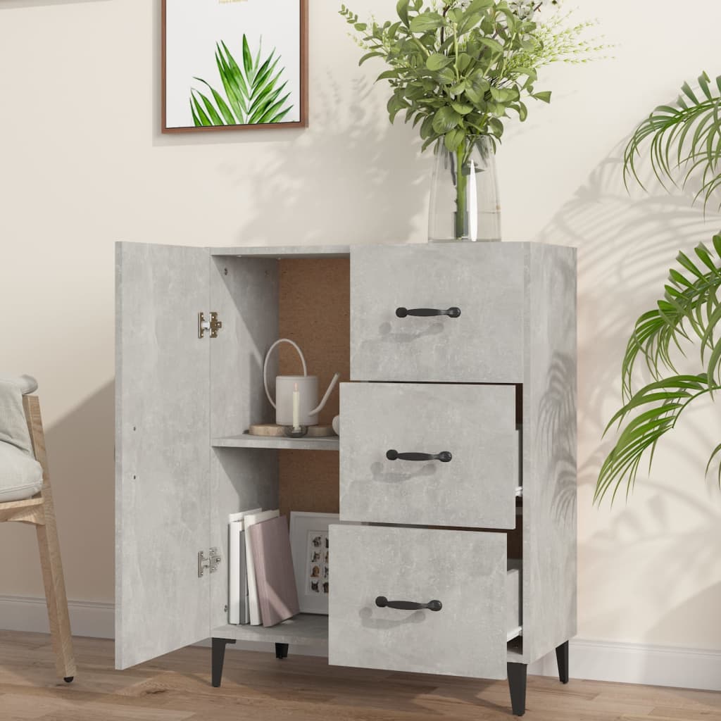 Buffet gris béton 69,5x34x90 cm bois d'ingénierie - XIOS