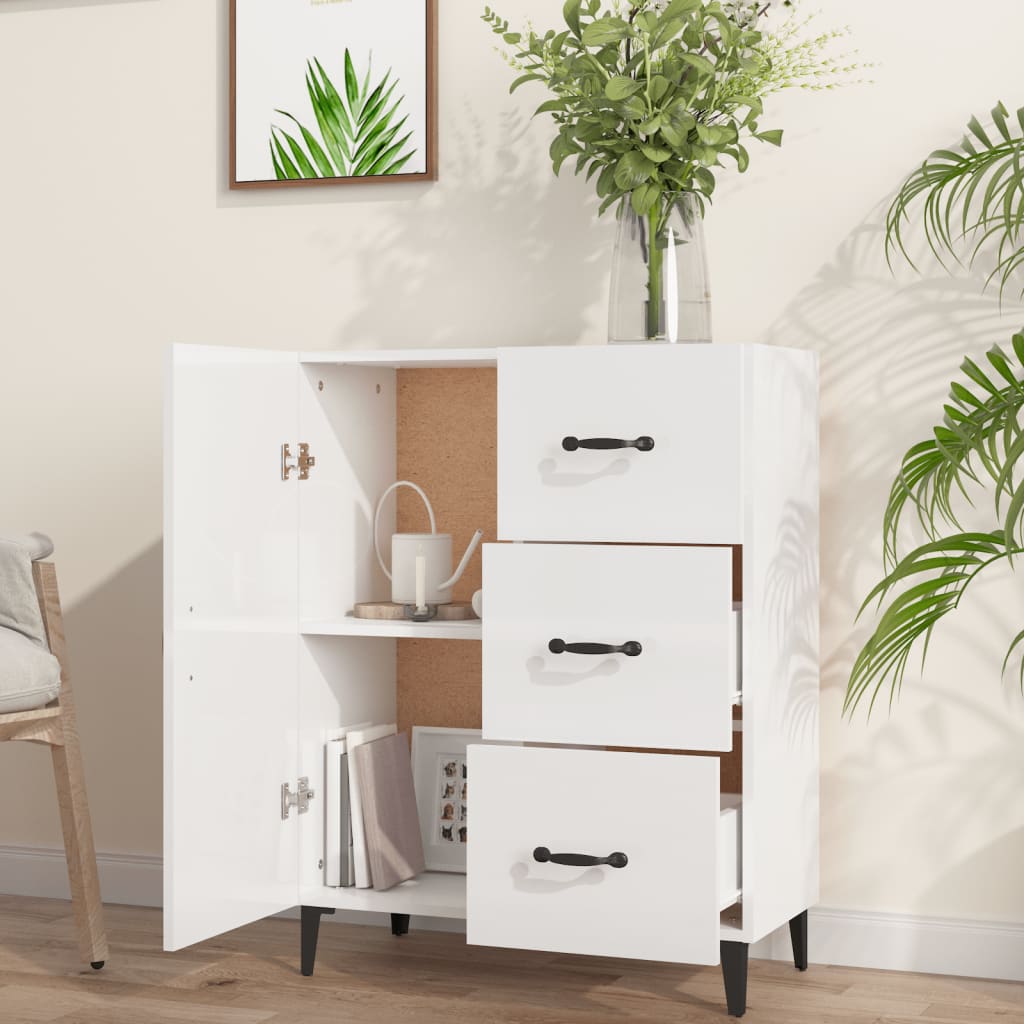 Buffet Blanc brillant 69,5x34x90 cm Bois d'ingénierie - XIOS