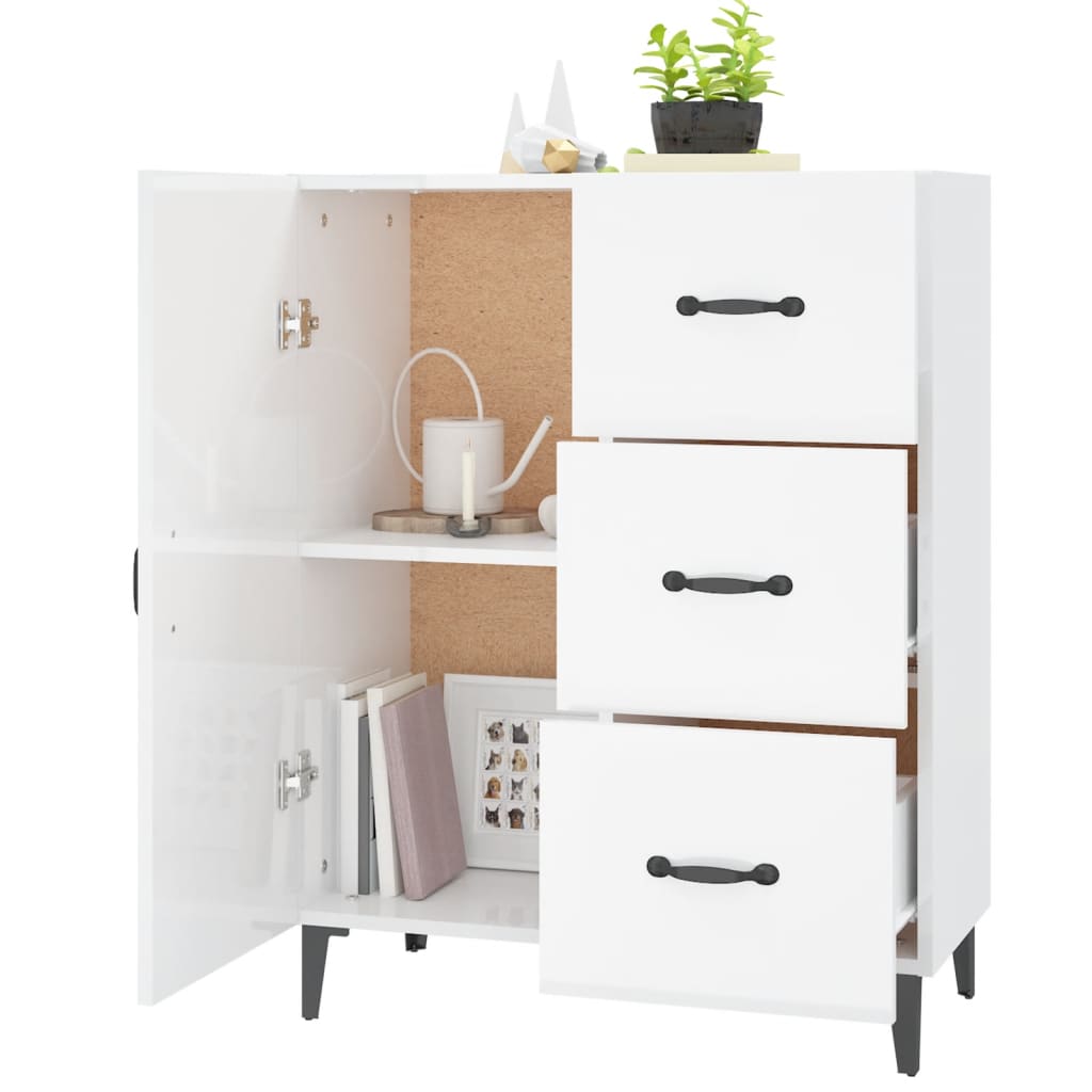 Buffet Blanc brillant 69,5x34x90 cm Bois d'ingénierie - XIOS