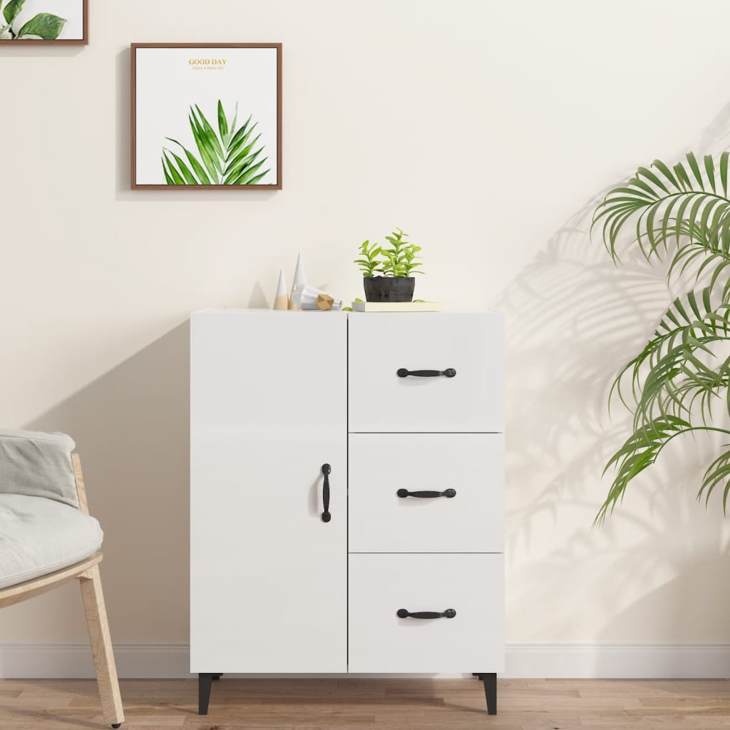 Buffet Blanc brillant 69,5x34x90 cm Bois d'ingénierie - XIOS