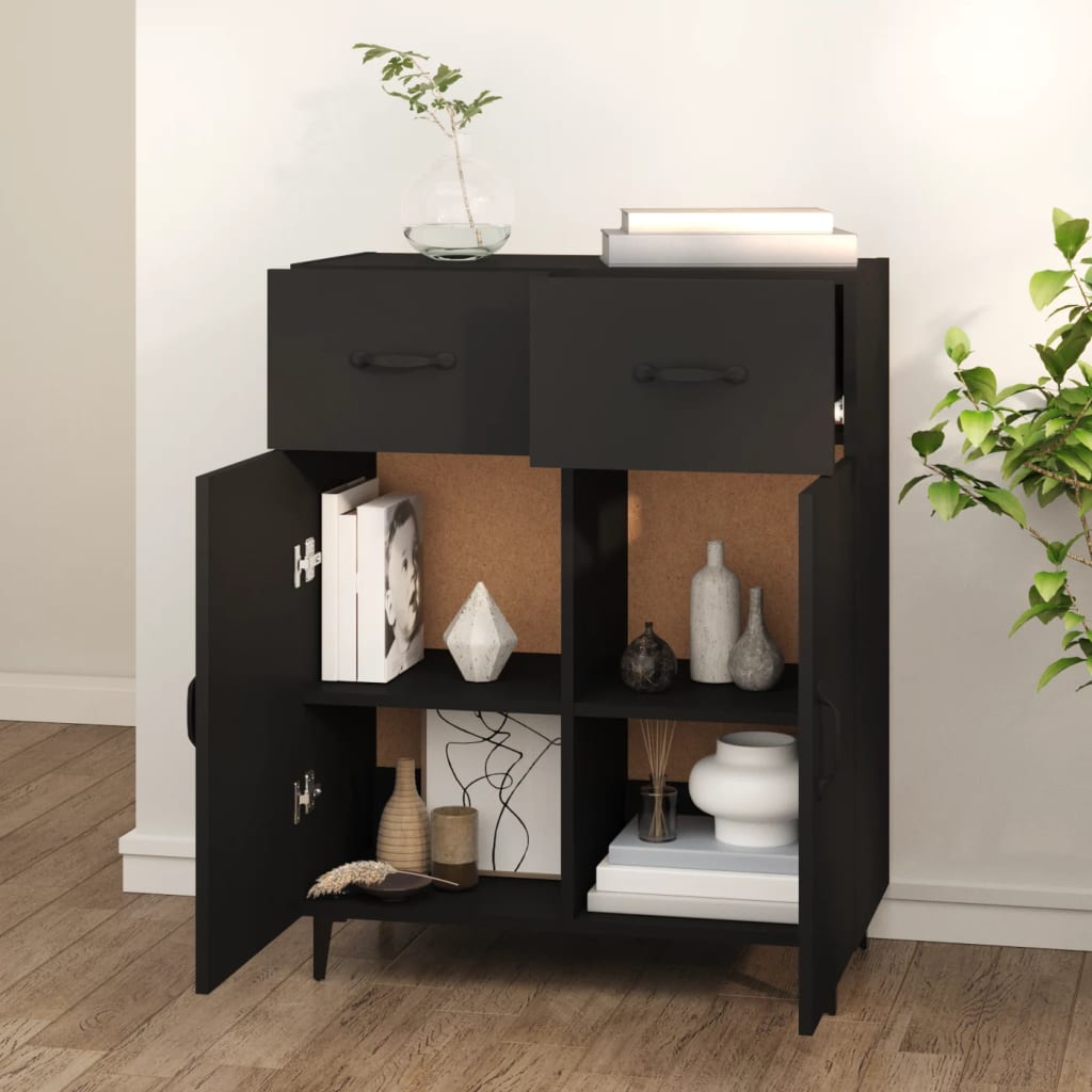 Buffet noir 69,5x34x90 cm bois d'ingénierie - XIOS