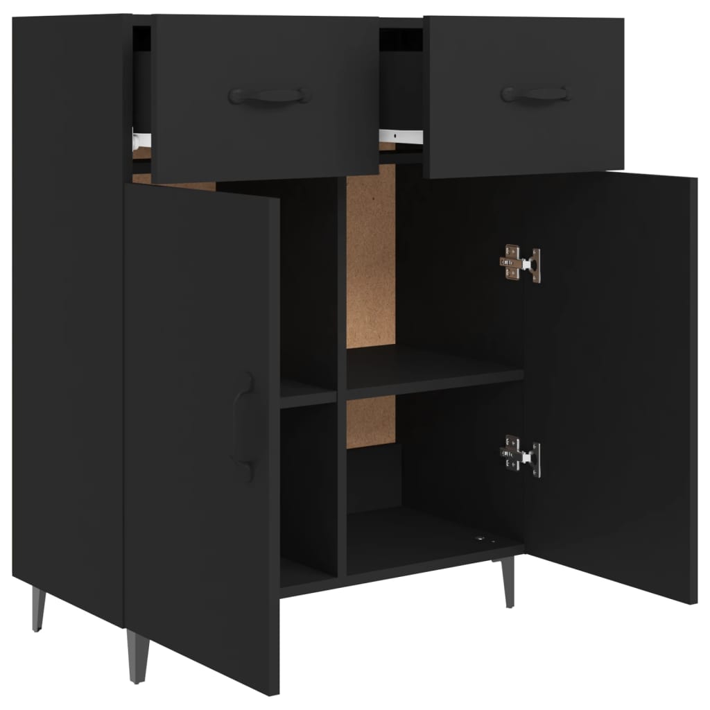 Buffet noir 69,5x34x90 cm bois d'ingénierie - XIOS