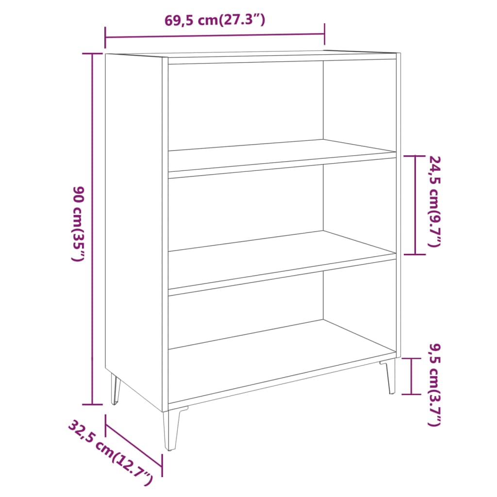 Buffet Chêne sonoma 69,5x32,5x90 cm Bois d'ingénierie - XIOS