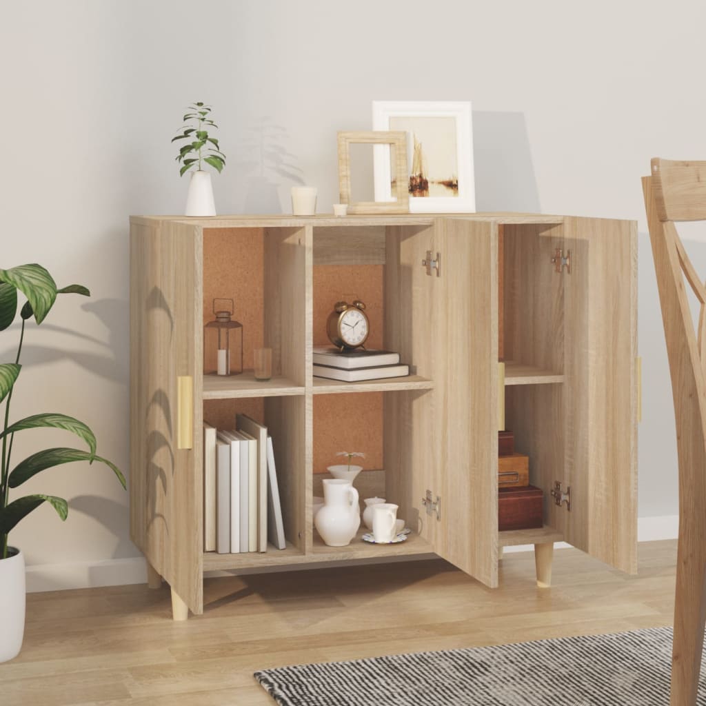 Buffet chêne sonoma 90x34x80 cm bois d'ingénierie - XIOS