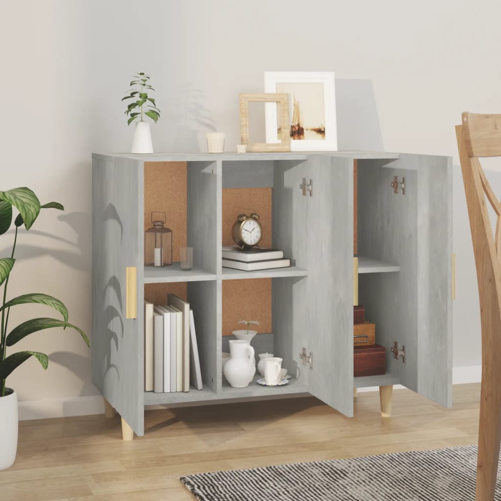 Buffet gris béton 90x34x80 cm bois d'ingénierie - XIOS
