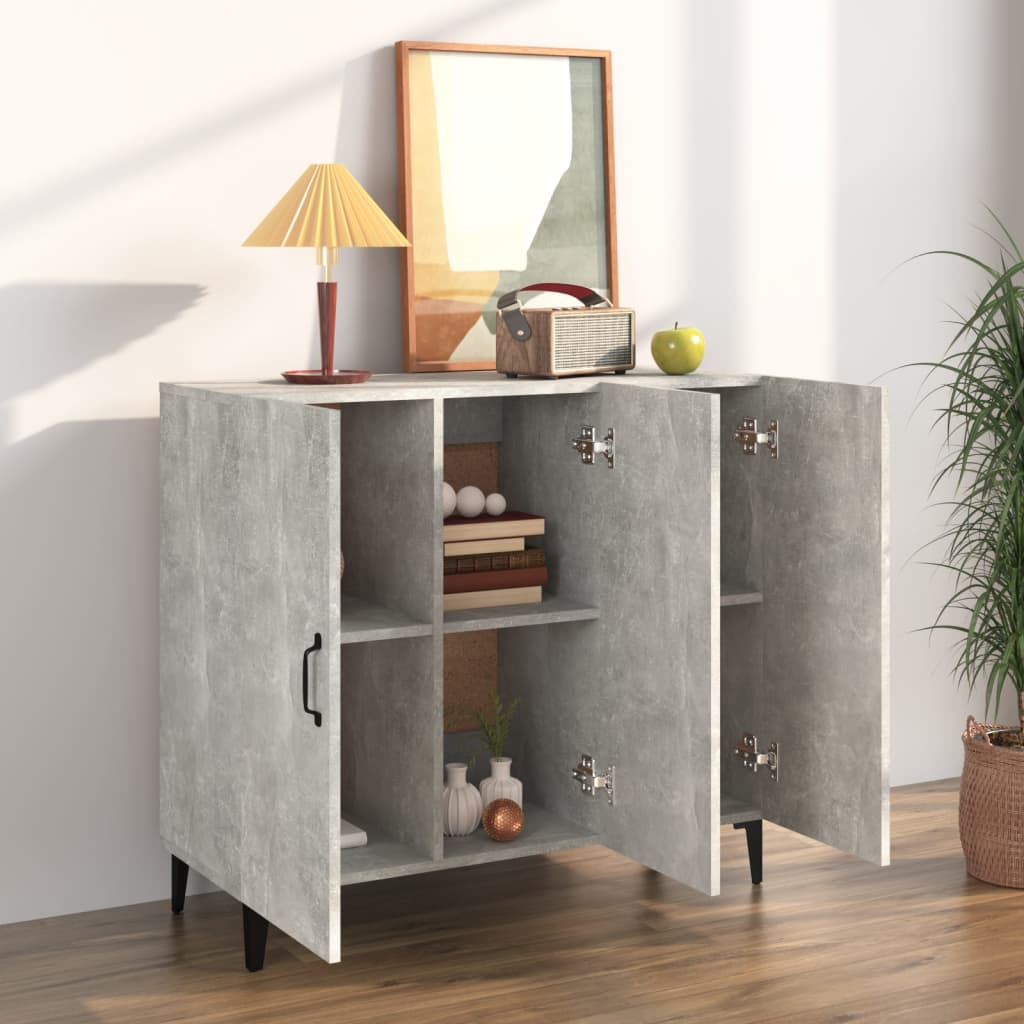 Buffet gris béton 90x34x80 cm bois d'ingénierie - XIOS