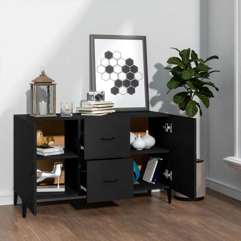 Buffet noir 100x36x60 cm bois d'ingénierie - XIOS