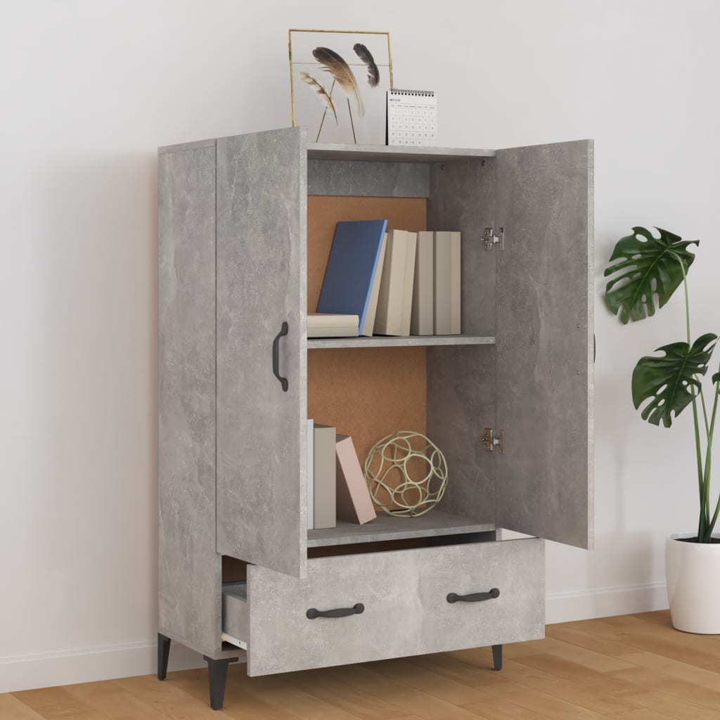 Buffet haut Gris béton 70x31x115 cm Bois d'ingénierie - XIOS