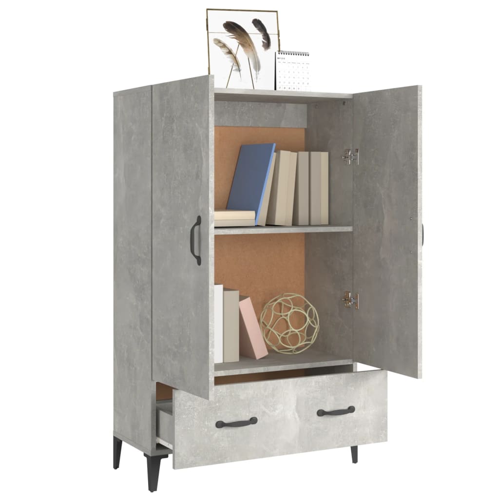 Buffet haut Gris béton 70x31x115 cm Bois d'ingénierie - XIOS
