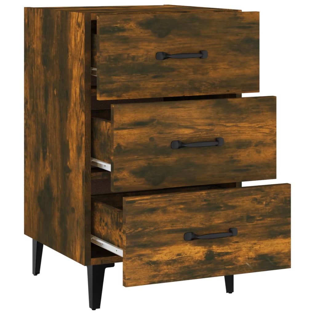 Table de chevet chêne fumé 40x40x66 cm bois d'ingénierie - XIOS