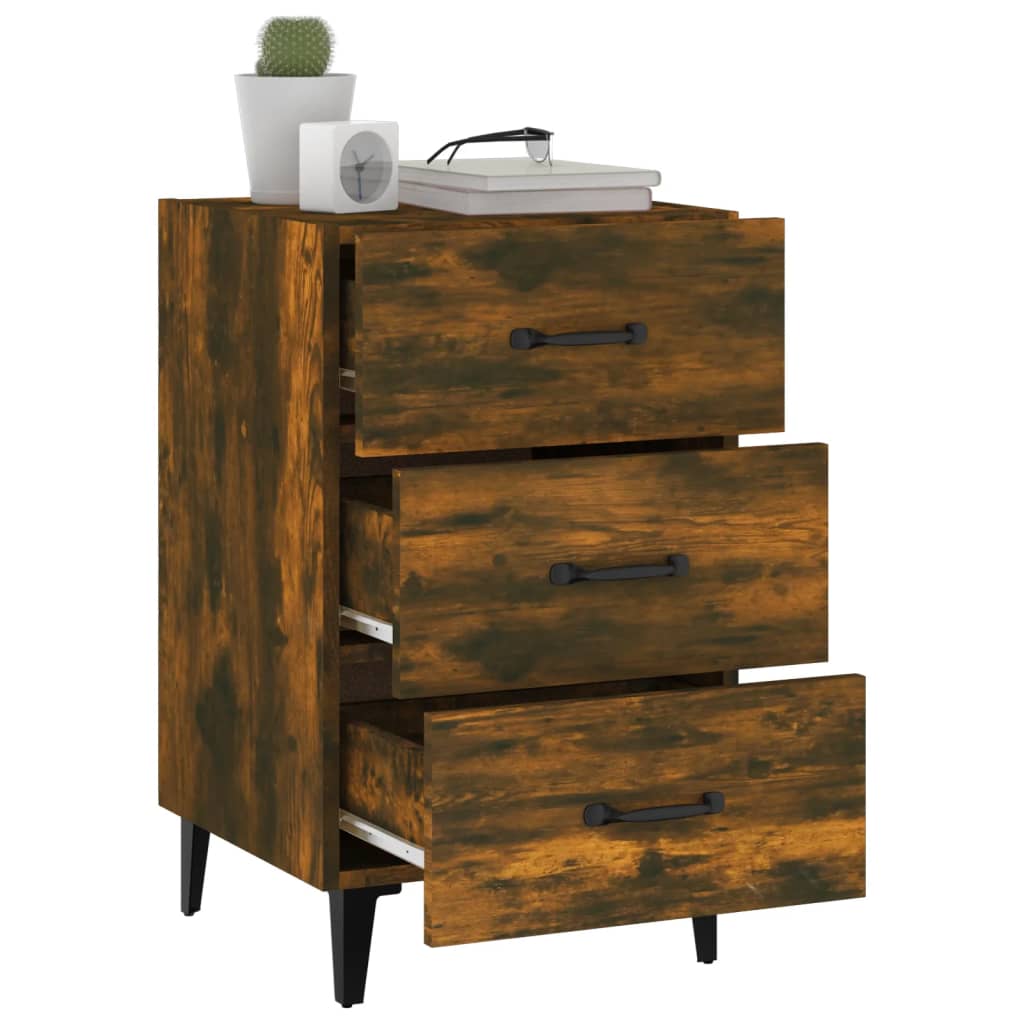 Table de chevet chêne fumé 40x40x66 cm bois d'ingénierie - XIOS