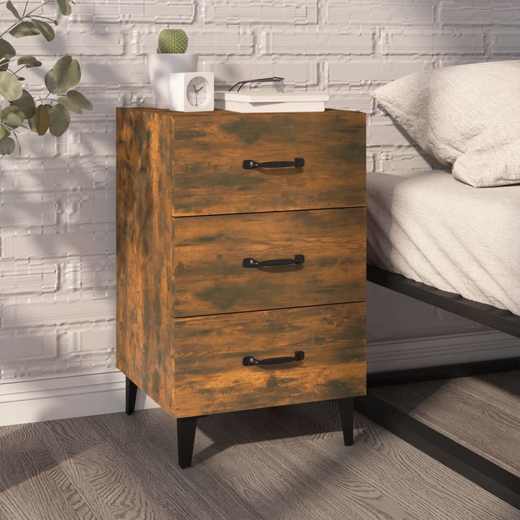 Table de chevet chêne fumé 40x40x66 cm bois d'ingénierie - XIOS