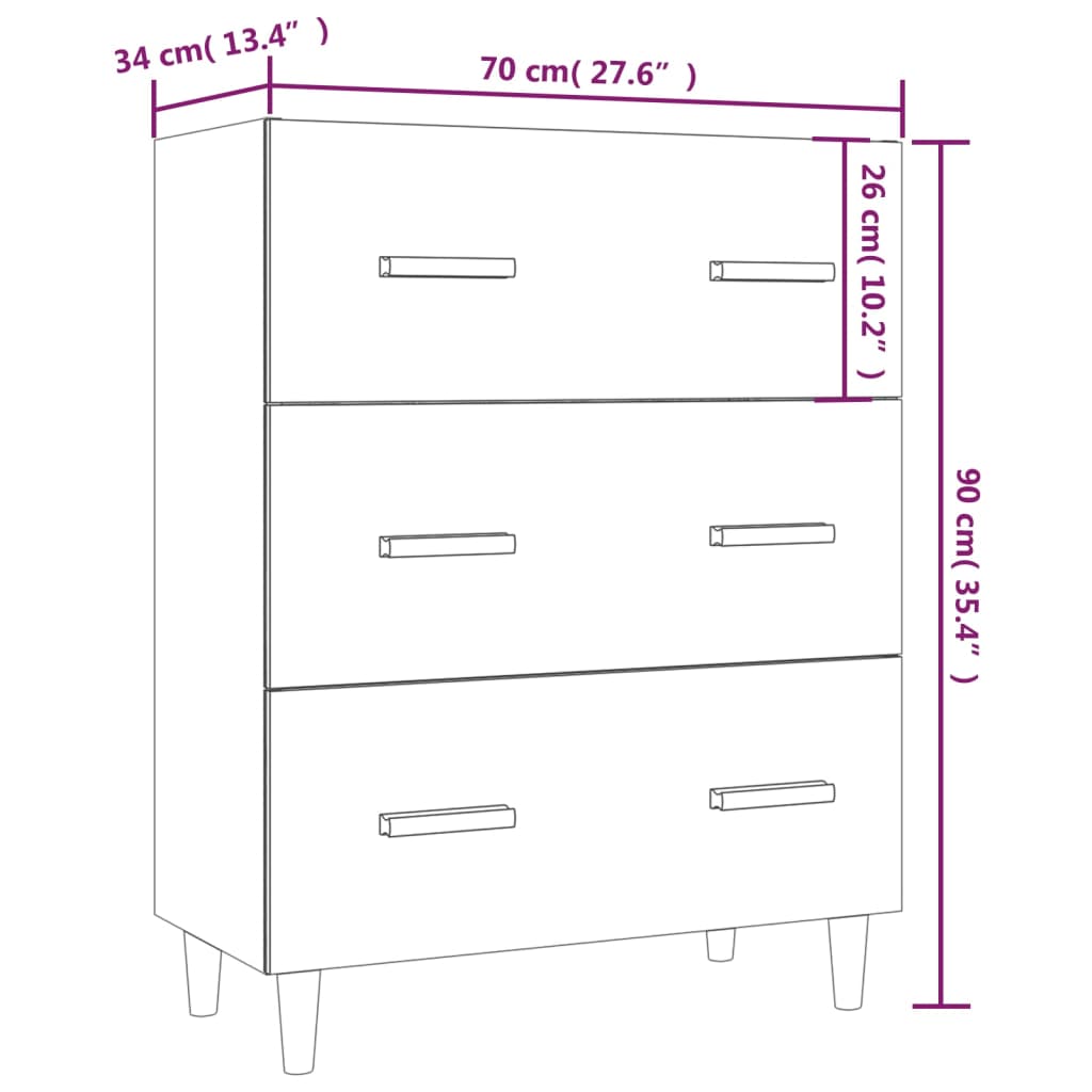 Buffet Chêne fumé 70x34x90 cm Bois d'ingénierie - XIOS