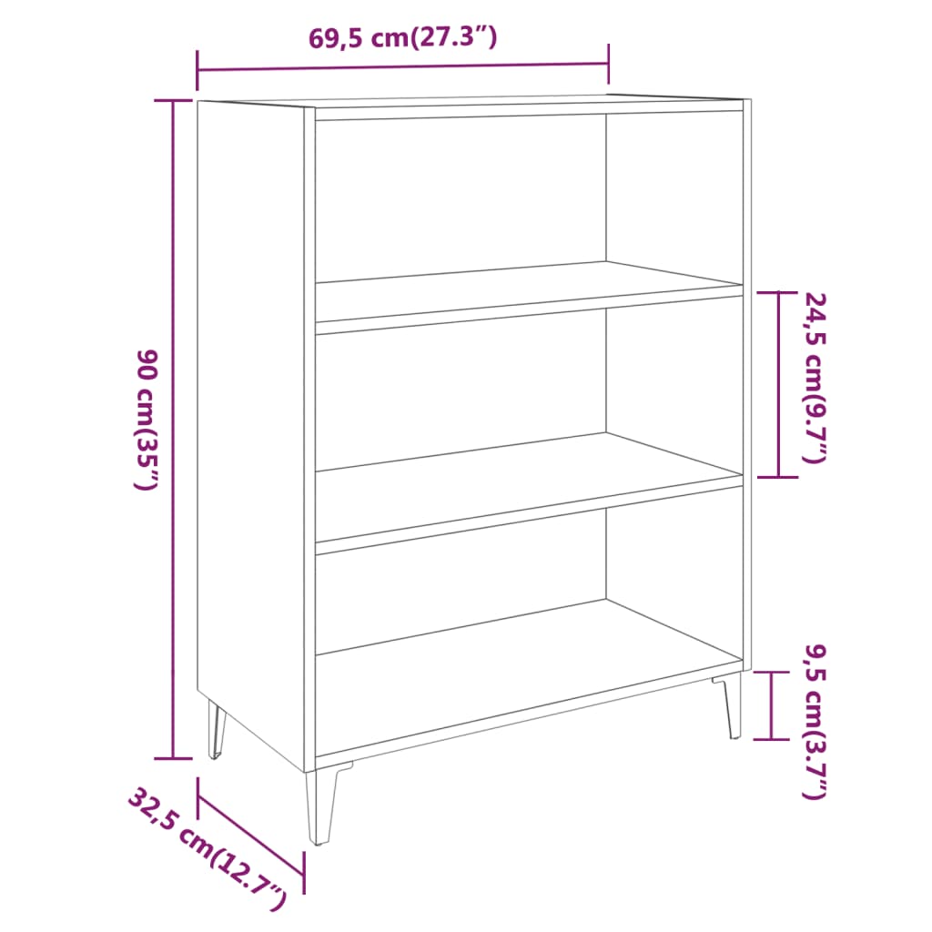 Buffet Chêne marron 69,5x32,5x90 cm Bois d'ingénierie - XIOS