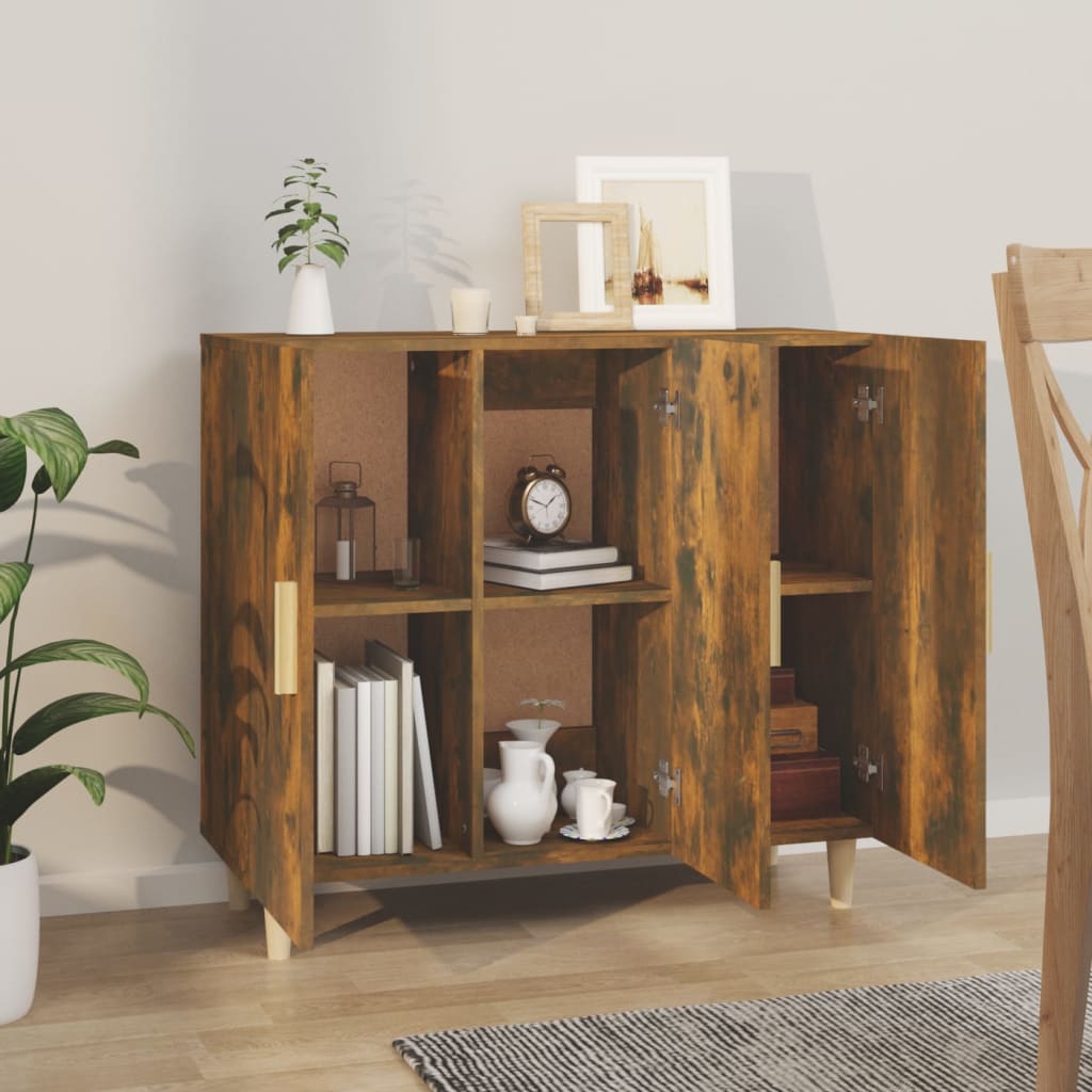 Buffet chêne fumé 90x34x80 cm bois d'ingénierie - XIOS