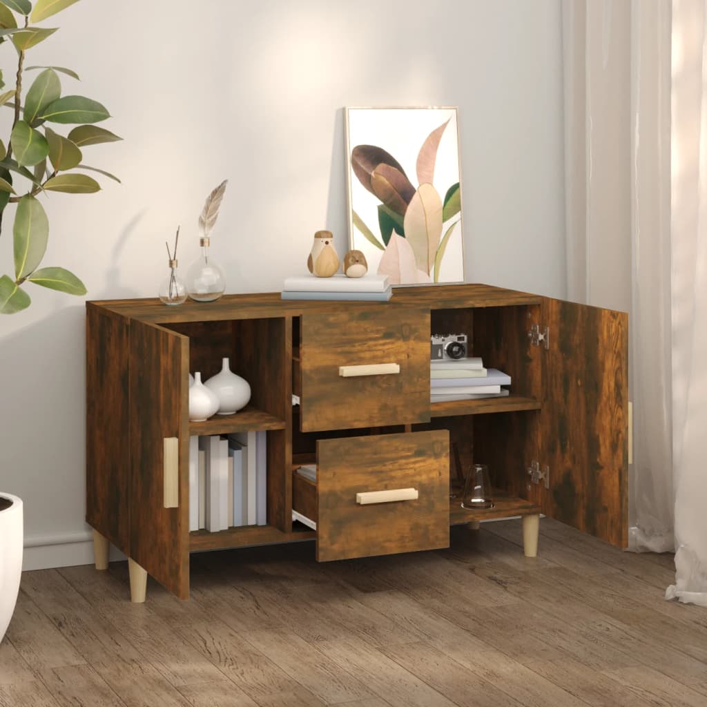 Buffet chêne fumé 100x36x60 cm bois d'ingénierie - XIOS