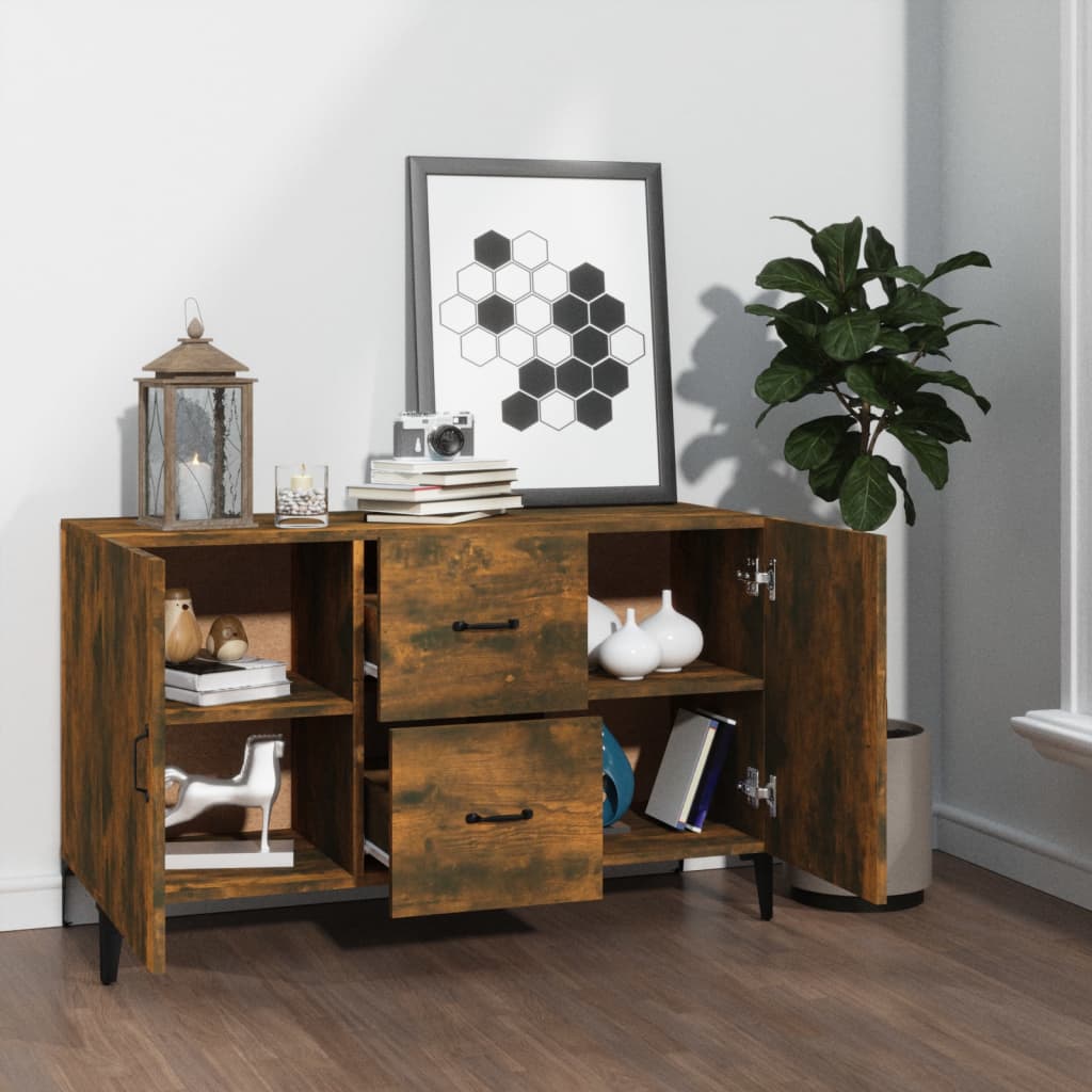 Buffet chêne fumé 100x36x60 cm bois d'ingénierie - XIOS