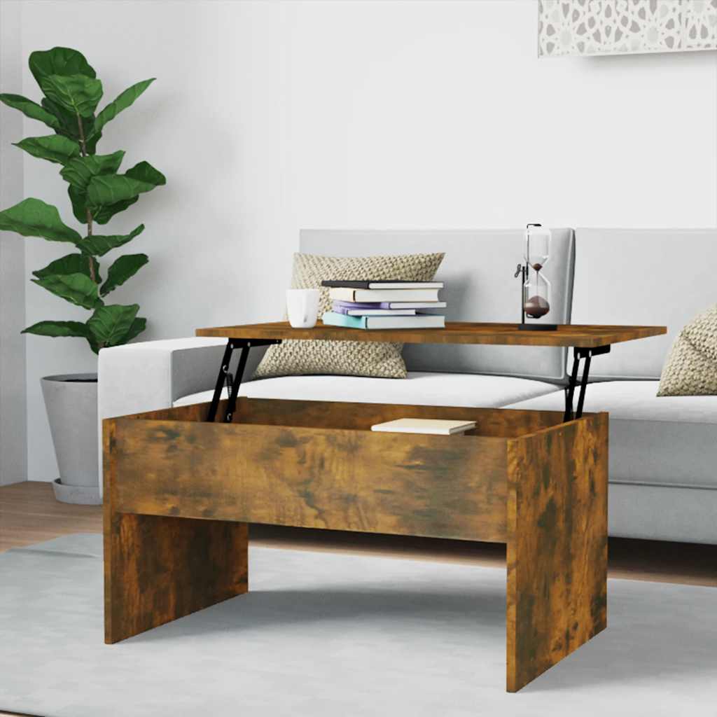Table basse Chêne fumé 80x50,5x41,5 cm Bois d'ingénierie - XIOS