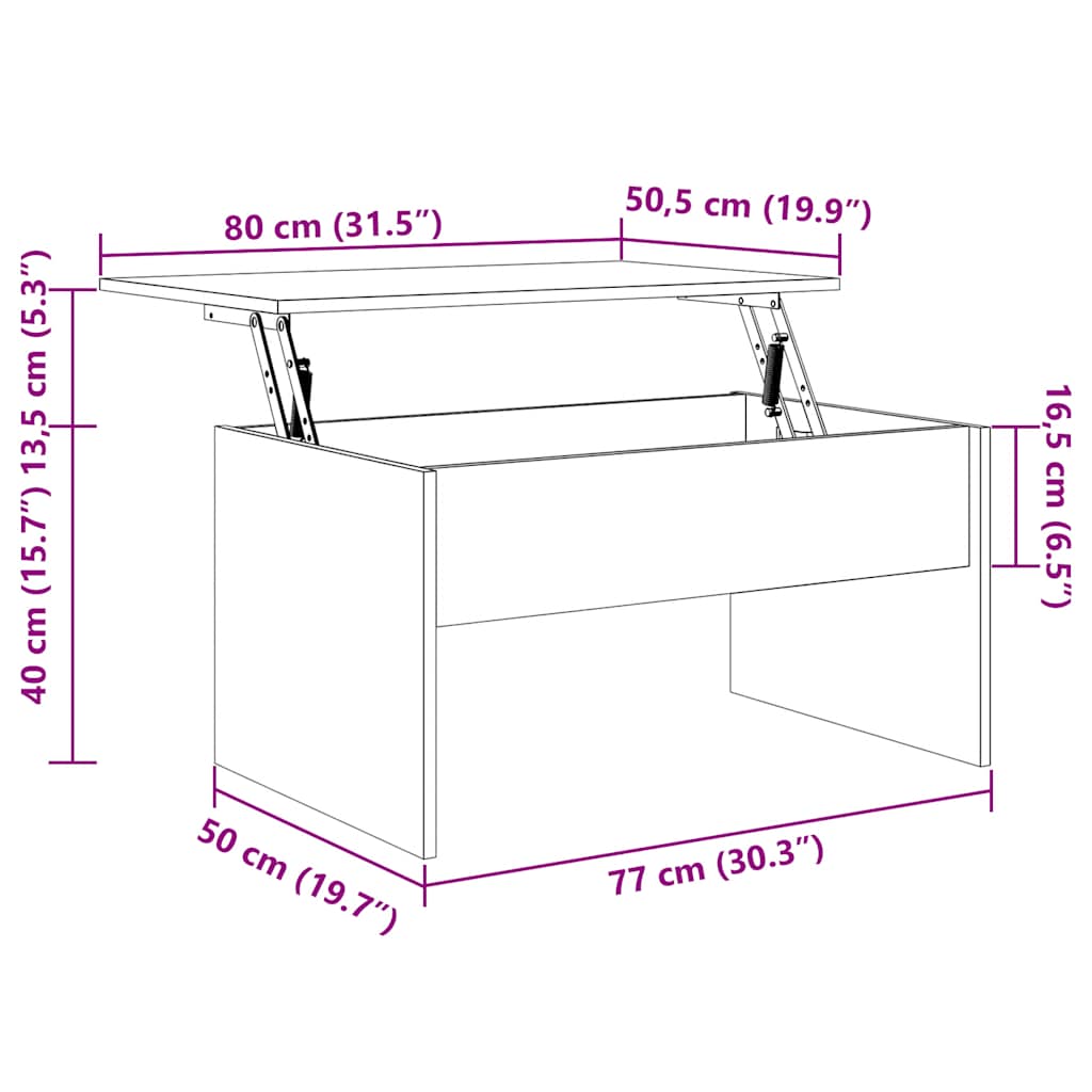 Table basse Sonoma gris 80x50,5x41,5 cm Bois d'ingénierie - XIOS